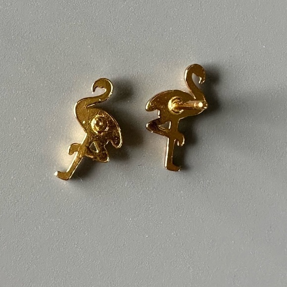 14k Gold Flamingo Tiny Stud Earrings - Picture 5 of 5